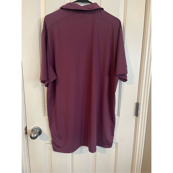 Matte Grey Mens Burgundy High-Low Hem Four-Button Placket Polo Shirt Size XL - Picture 12 of 13